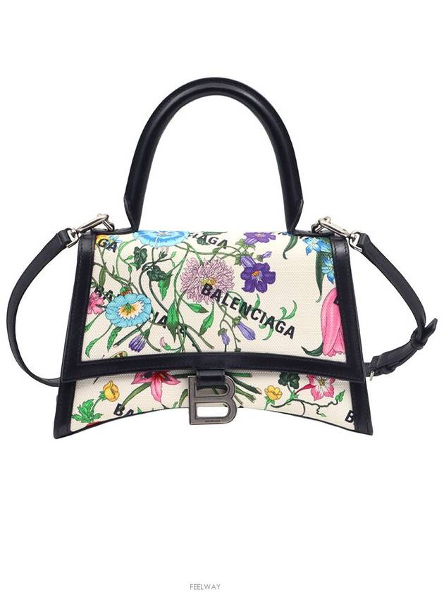 Gucci Luxury Balenciaga Trending 2026 Cotton Canvas Black Leather Hacker Project Flora Small Hour Glass 2WAY