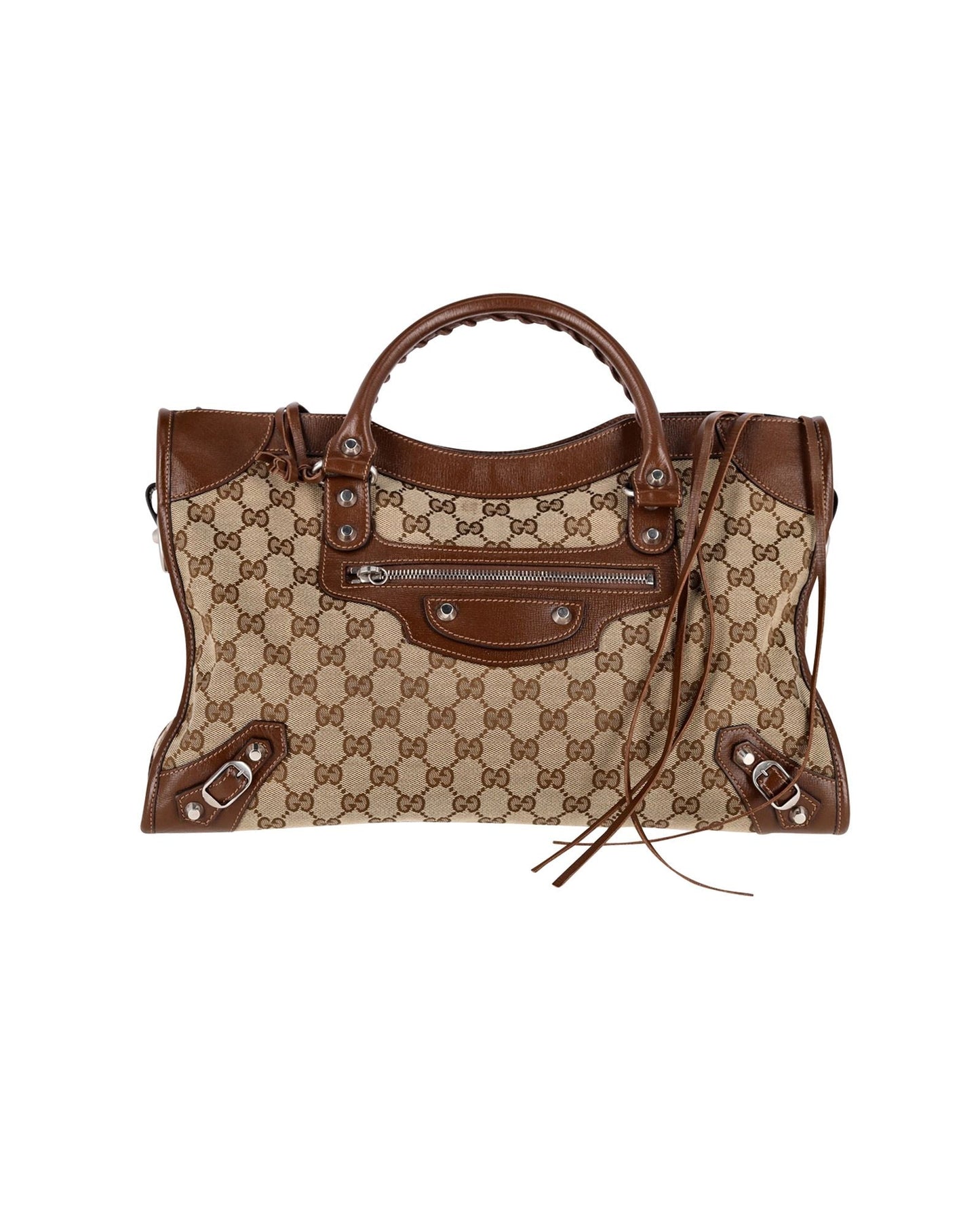 Gucci X Luxury Balenciaga Trending 2026 The Hacker Project GG Canvas Neo Classic Bag Medium in Brown Canvas and Leather
