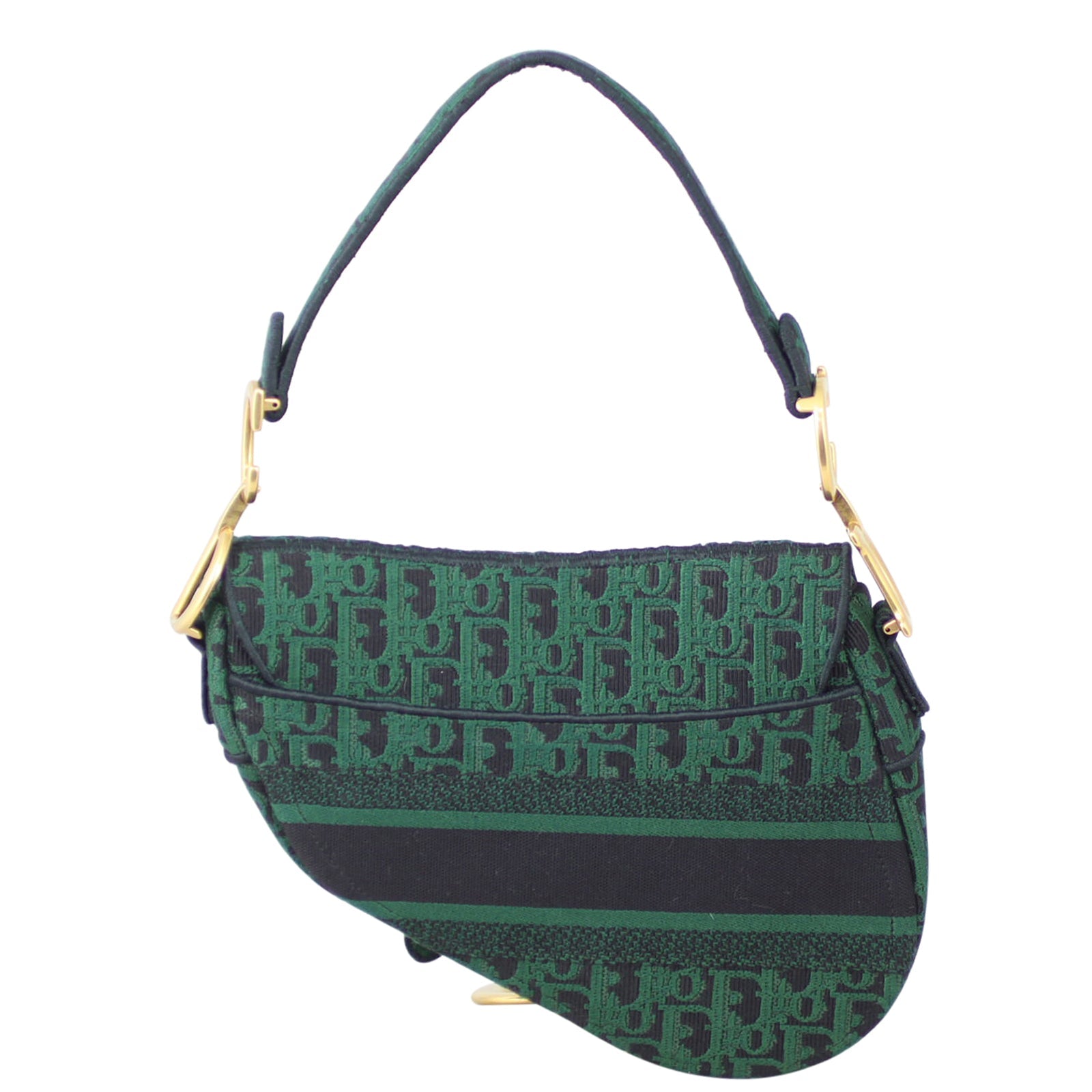 Dior Oblique Embroidery Saddle Bag with Tartan Studded Shoulder Strap