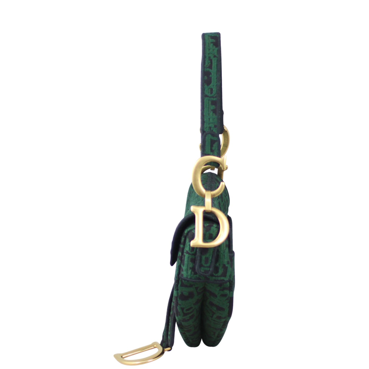 Dior Oblique Embroidery Saddle Bag with Tartan Studded Shoulder Strap
