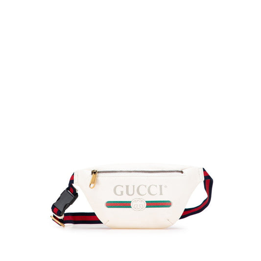 Gucci Logo Print Leather Waist Bag