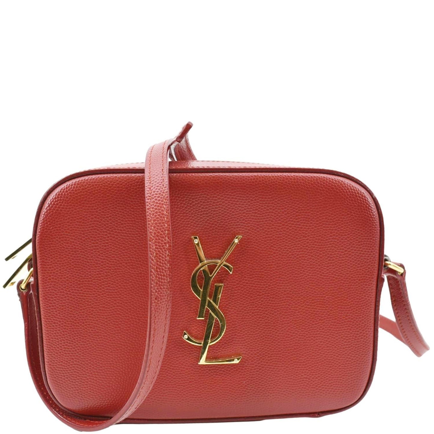 SAINT LAURENT Leather Crossbody Camera Bag Red