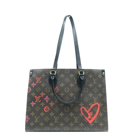 LOUIS VUITTON Fall In Love Onthego MM Monogram Canvas Tote Shoulder Bag Black