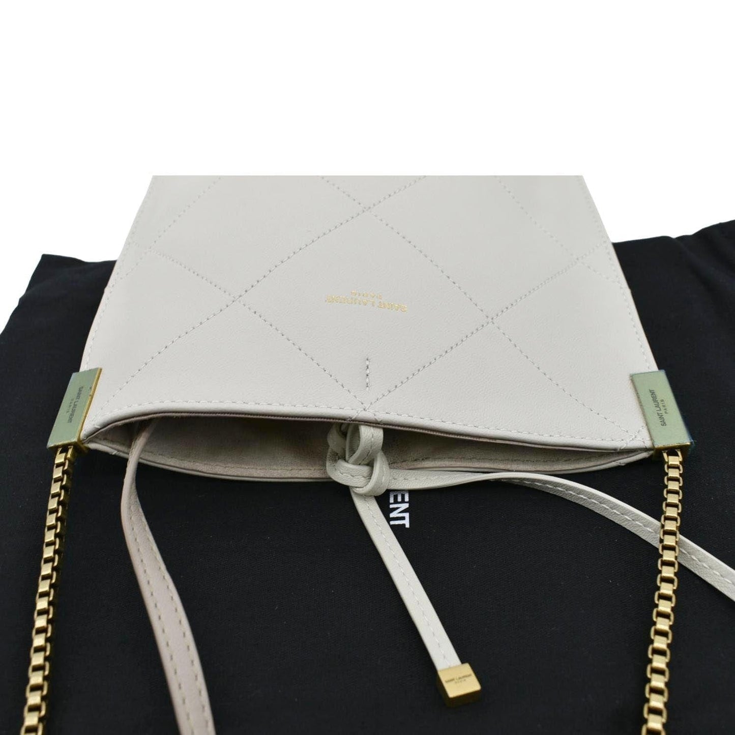 SAINT LAURENT Suzanne Chain Leather Shoulder Bag White