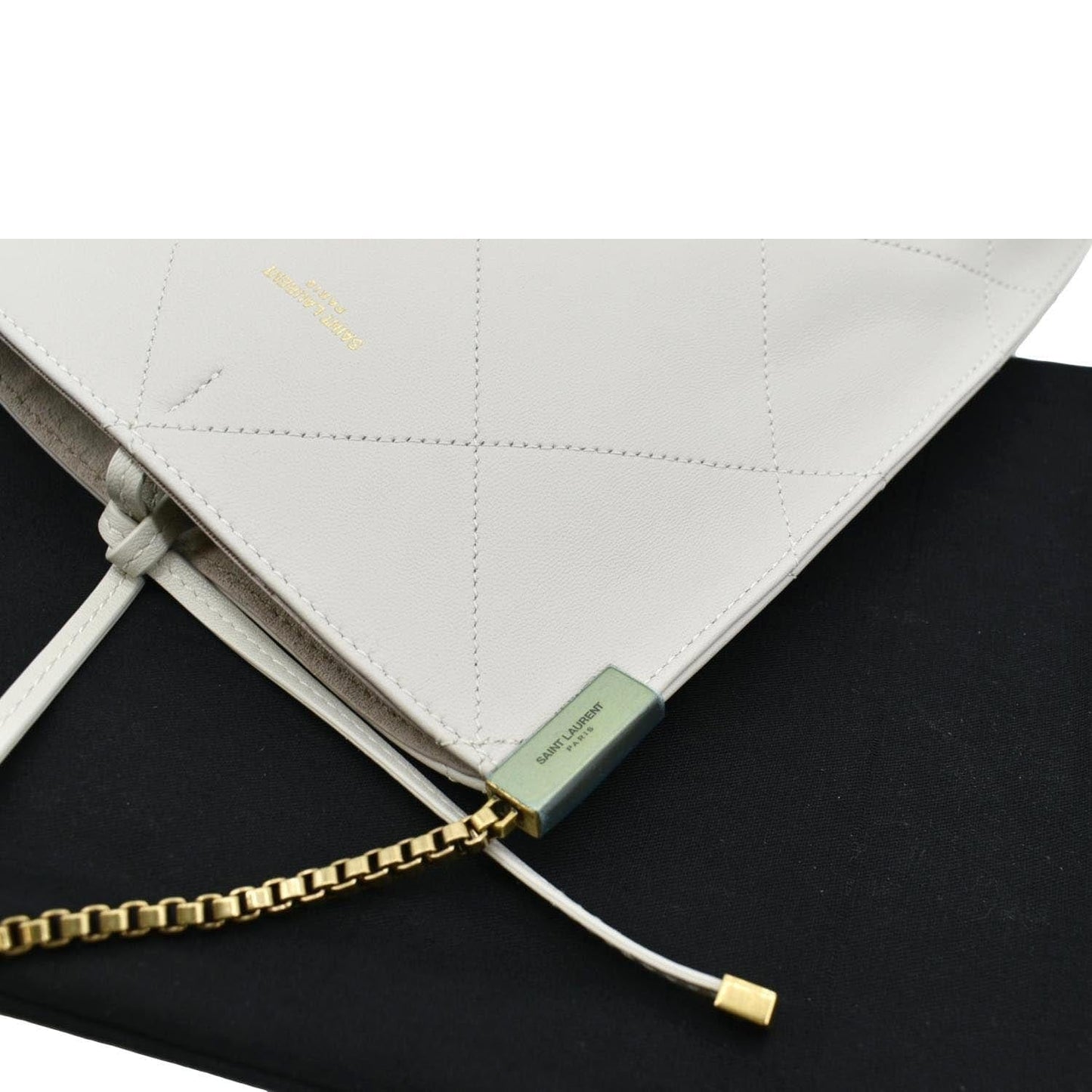 SAINT LAURENT Suzanne Chain Leather Shoulder Bag White