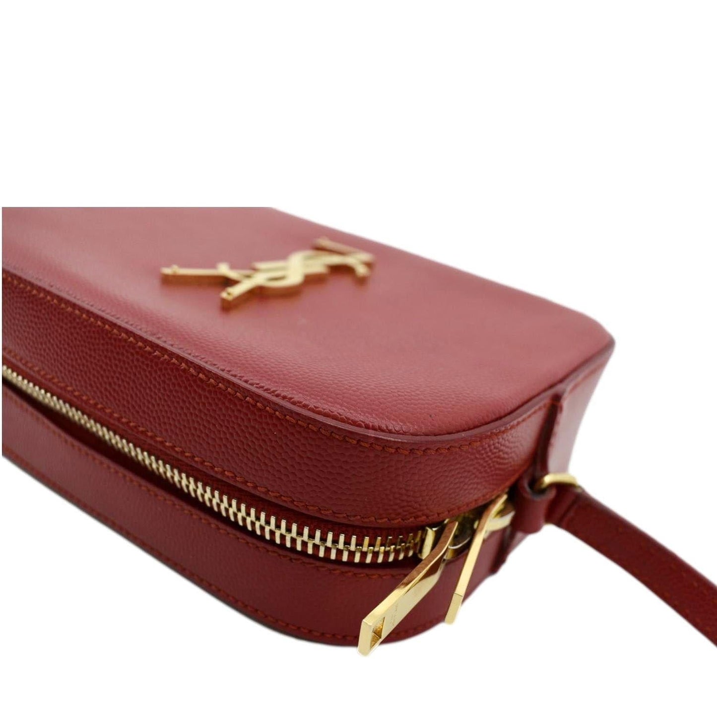SAINT LAURENT Leather Crossbody Camera Bag Red