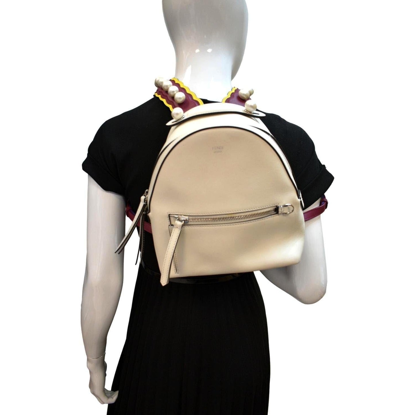 FENDI Leather Backpack Bag White
