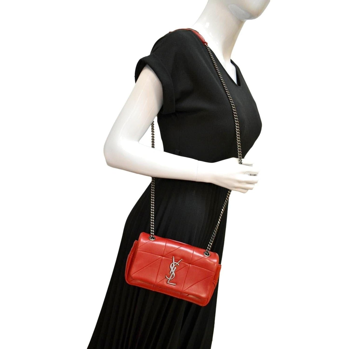 SAINT LAURENT Jamie Leather Shoulder Bag Red