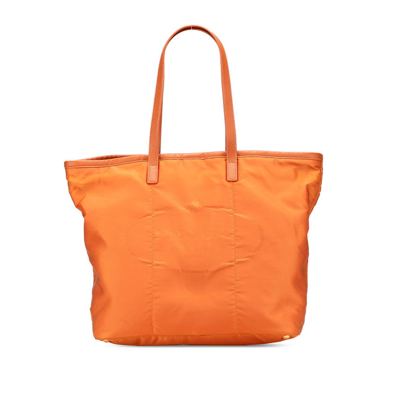 Prada Logo Jacquard Nylon Leather Tote Bag