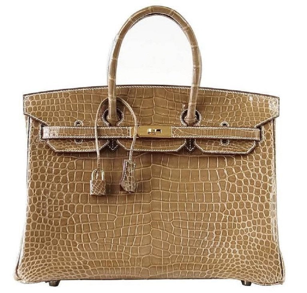 HermesBirkin 35 Ficelle Porosus Crocodile Bag GHW
