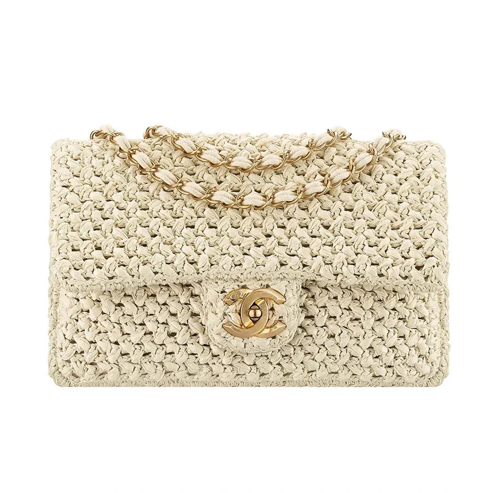 Chanel Cruise 2018 Raffia Crochet Medium Flap Bag
