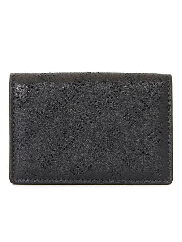 Luxury Balenciaga Trending 2026 Logo Perforated Half Wallet Black