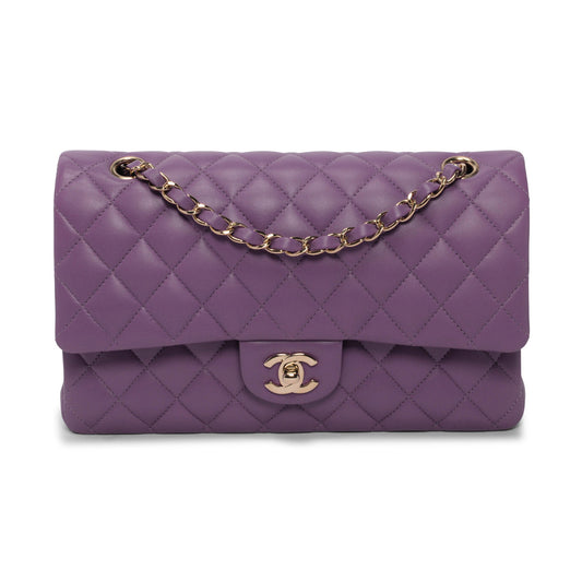 Chanel Purple Quilted Lambskin Medium Classic Flap Bag