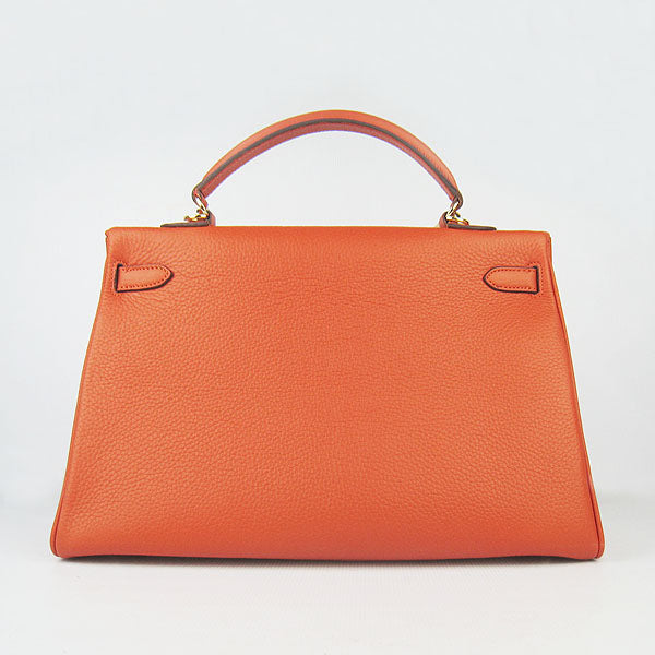 Luxury Hermes Kelly 35cm Togo Leather Handbag Orange/Golden