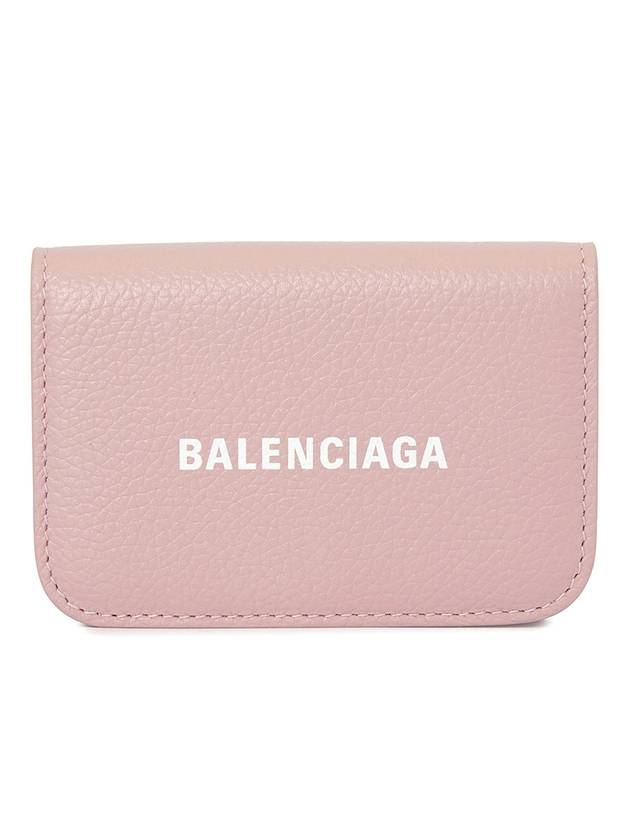 Luxury Balenciaga Trending 2026 Logo Tripold Leather Half-Wallet Pink