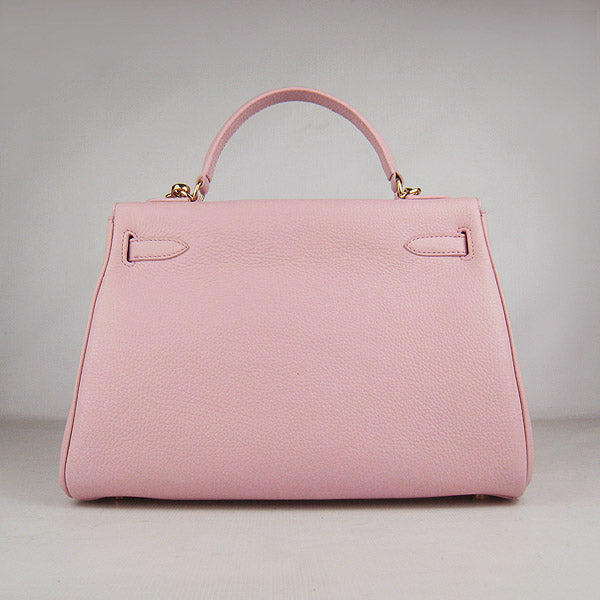Luxury Hermes Kelly 32cm Togo Leather Handbag 6108 Pink Golden