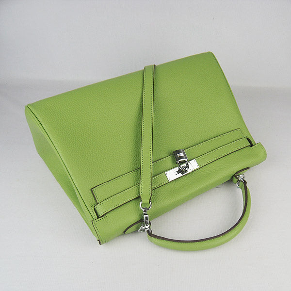 Luxury Hermes Kelly 35cm Togo Leather Handbag Green/Silver