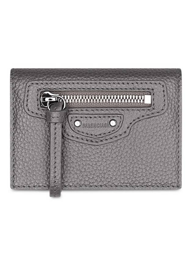 Luxury Balenciaga Trending 2026 Neo Classic Logo Tri-Fold Half Wallet Grey
