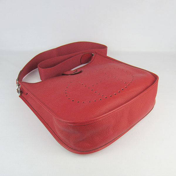 Luxury Hermes Evelyne I handbag red silver