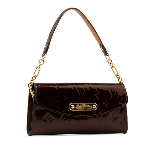 Louis Vuitton Monogram Verniss Sunset Blue Bird Chain Shoulder Bag M93542 Amarant Brown Patent Leather Louis Vuitton
