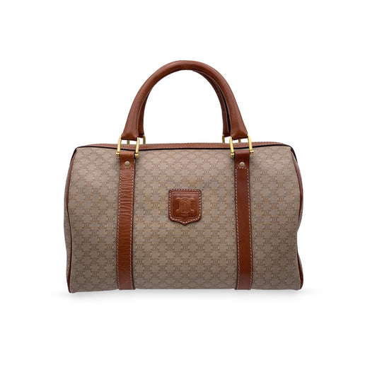 Luxury CELINE Beige Macadam Canvas Duffel Duffle Boston Bag