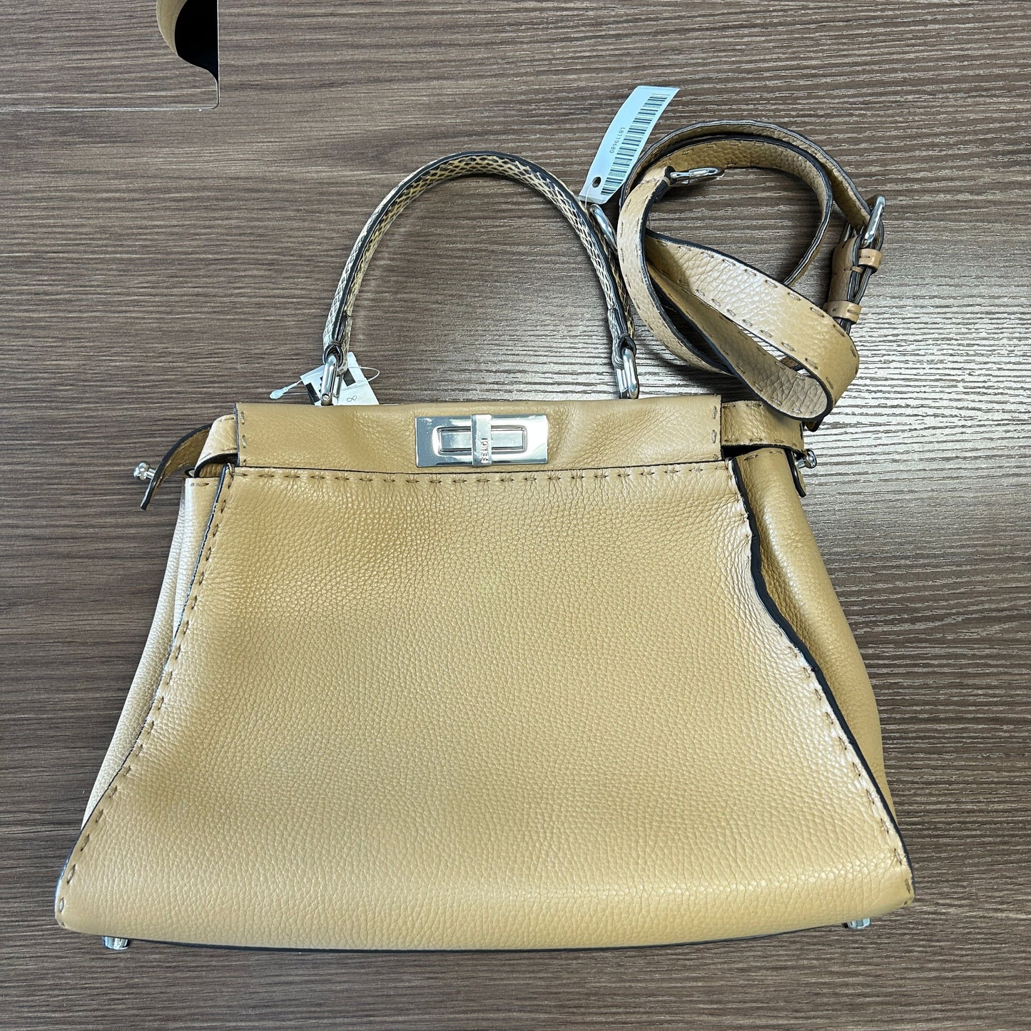 Fendi | Bags | Fendi Peekaboo Essential Selleria Handbag Leather Beige LB119680