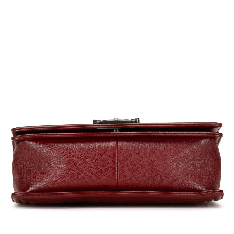 Chanel Boy Chanel 25 V Stitch Chain Shoulder Bag Wine Red Caviar S Chanel