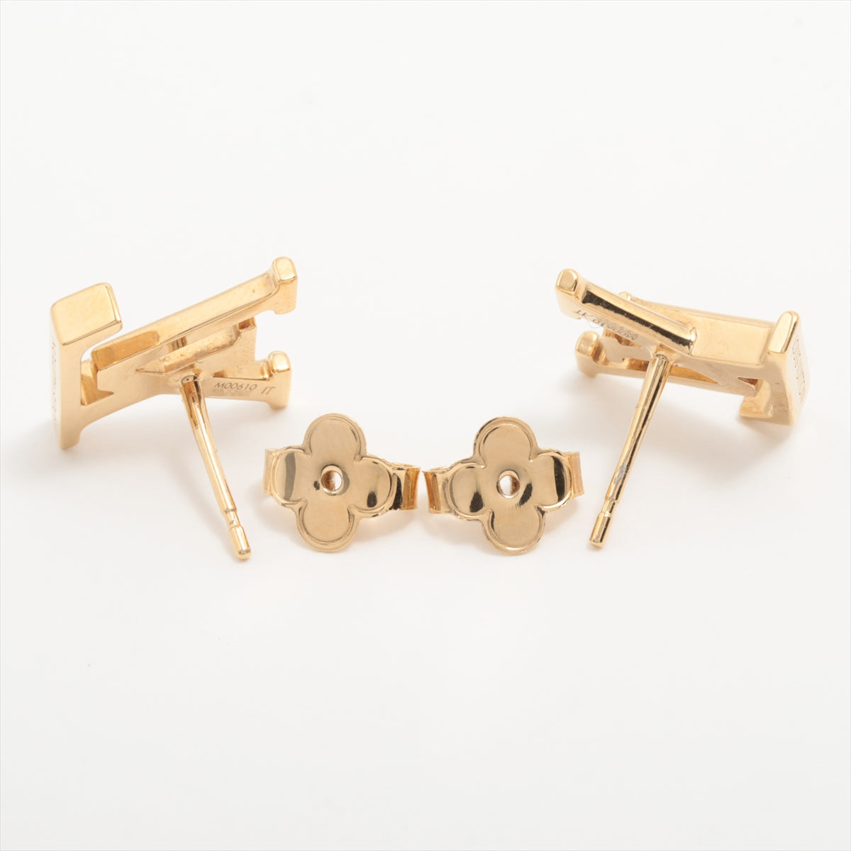 LOUIS VUITTON Logo Earrings M00610 Gold Plated
