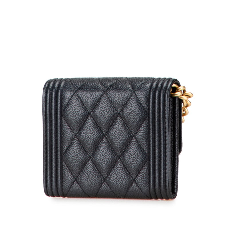 Chanel Boy Chanel MatelassÃ© Caviar Skin Shoulder Wallet