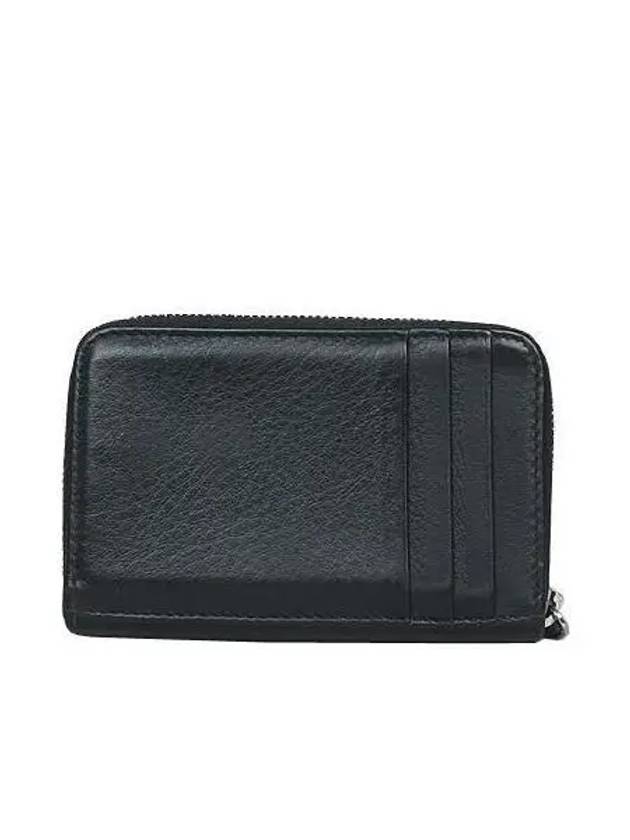 Luxury Balenciaga Trending 2026 505049 White Logo Black Leather Zipper Card Wallet