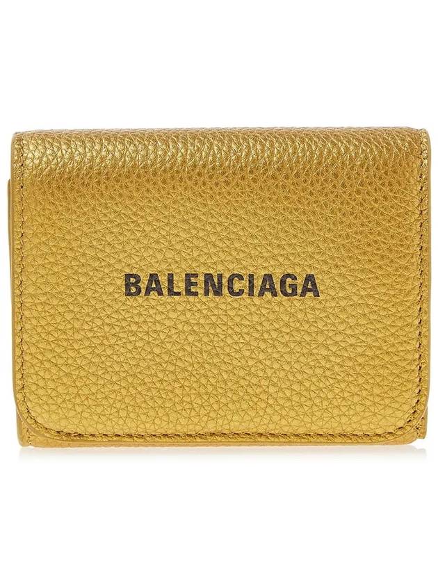 Luxury Balenciaga Trending 2026 Logo Print Tri-Fold Half Wallet Gold