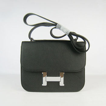 Luxury Hermes Constance Cowskin Leather Bag black silver