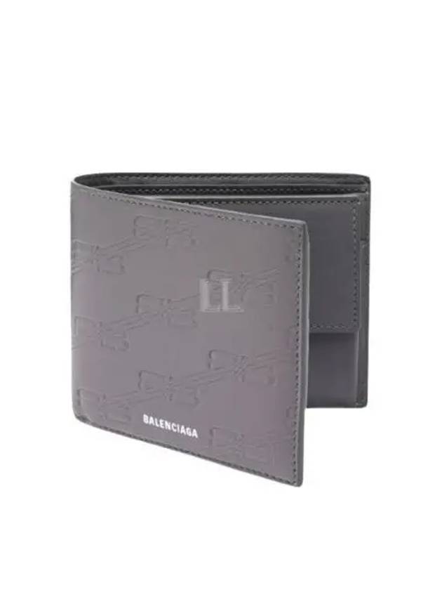 Luxury Balenciaga Trending 2026 BB Monogram Box Half Wallet Grey