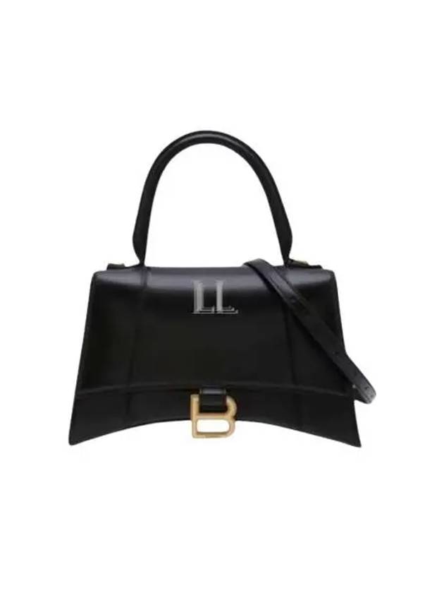 Luxury Balenciaga Trending 2026 Hourglass Small Tote Bag in Shiny Box Calfskin Black