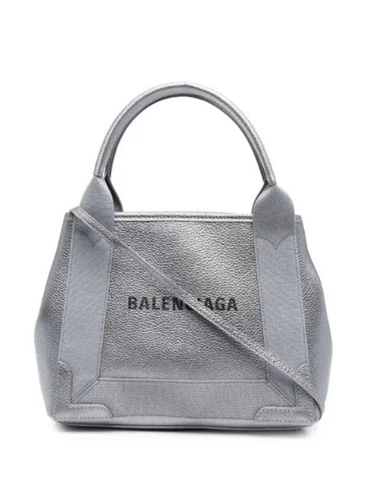 Luxury Balenciaga Trending 2026 Navy Cabas XS Leather Tote Bag Grey