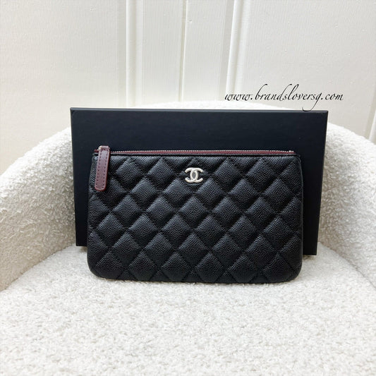 Chanel Classic Small O-Case / Pouch in Black Caviar and SHW Clutch