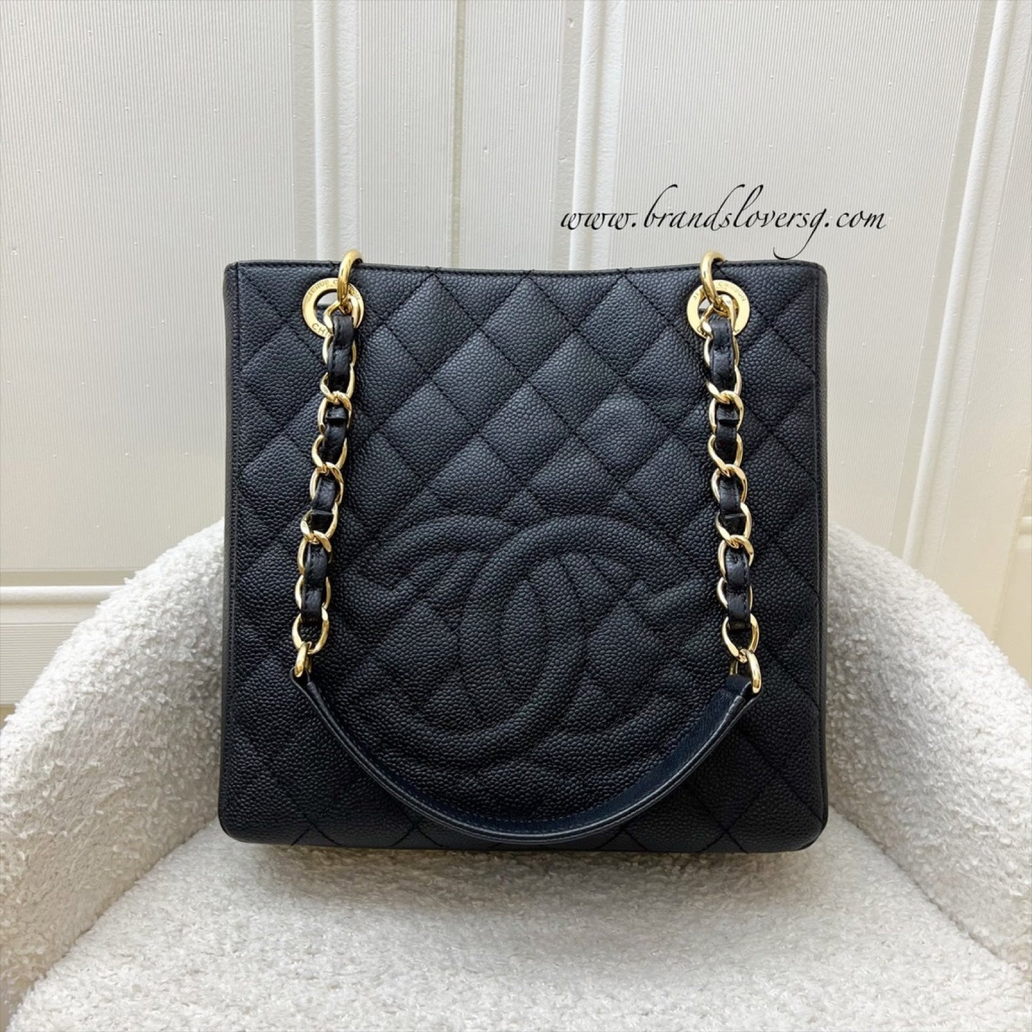 Chanel Petite Shopping Tote PST in Black Caviar and GHW (Model: A50994)