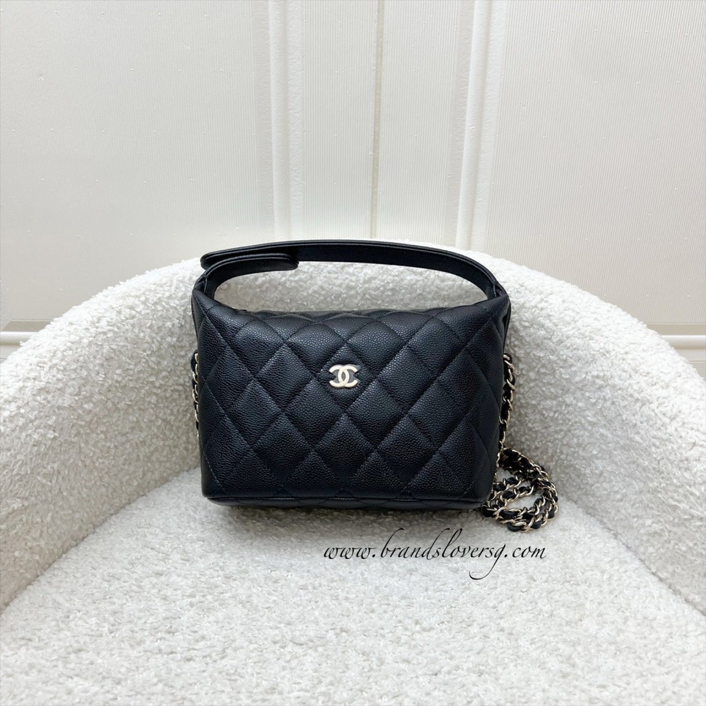 Chanel Classic Quilted Hobo Clutch on Chain in Black Caviar and LGHW (Model: AP4386) Shoulder Bag