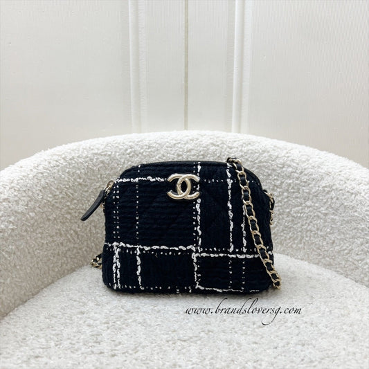 Chanel 24K VIP Gift Mini Bag in Black and White Tweed and LGHW