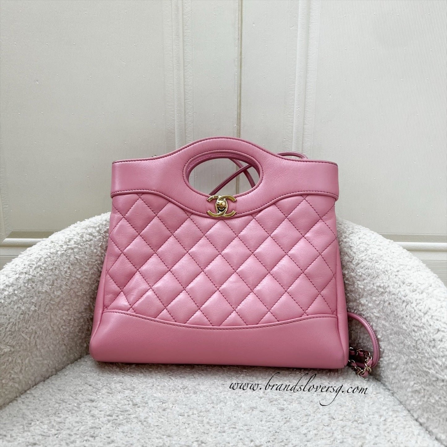 Chanel 31 Small / Mini Shopping Bag in 25P Cotton Candy Pink Shiny Calfskin and LGHW