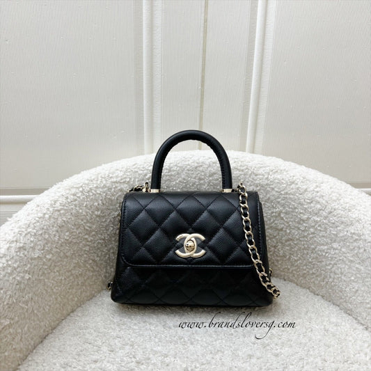 Chanel Micro Coco Handle Flap Bag in Black Caviar and LGHW (AP4244)