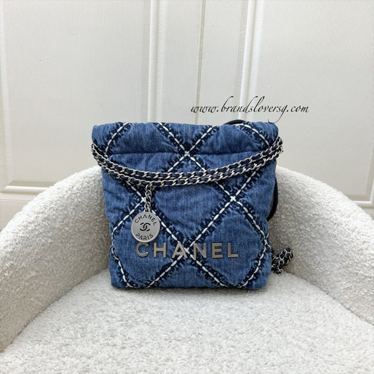 Chanel 22 Mini Hobo Bag in 24P Fabric and SHW (Model: AS3980)