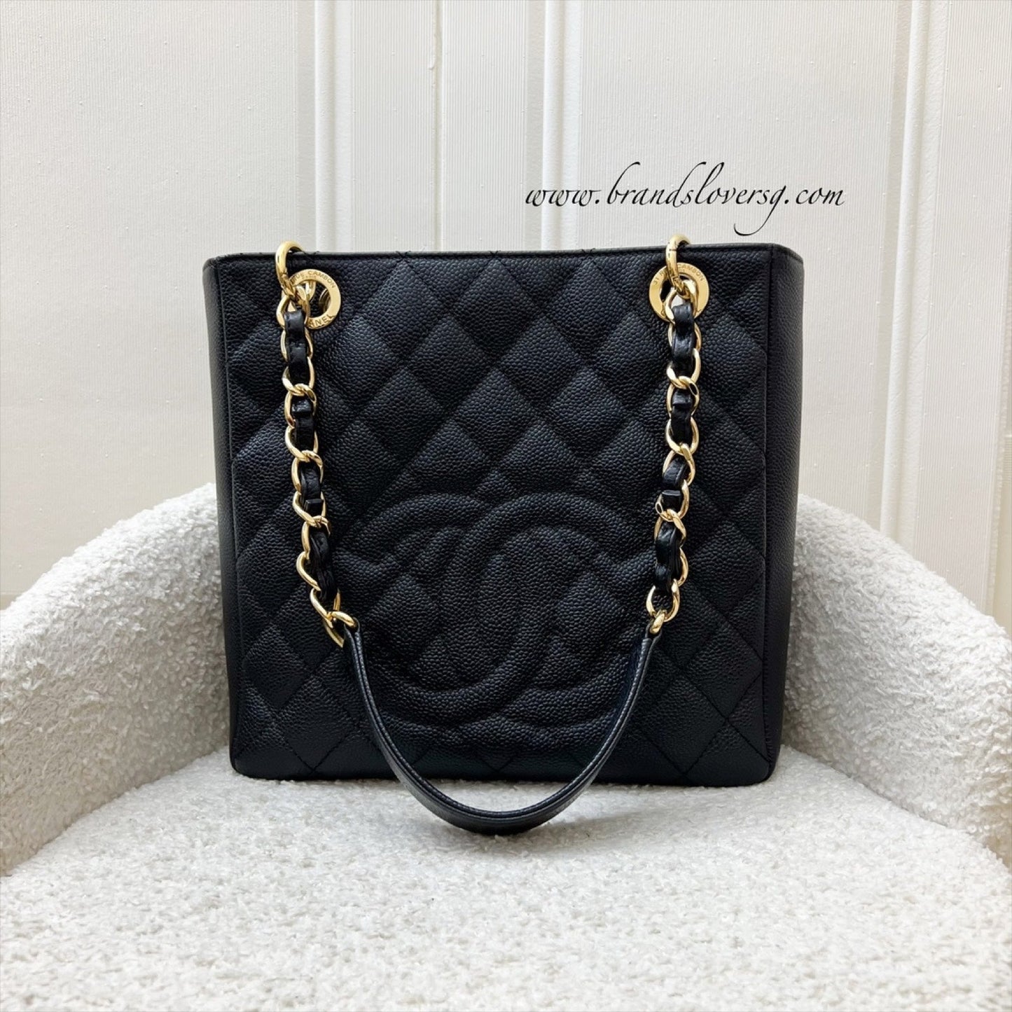 Chanel Petite Shopping Tote PST in Black Caviar and GHW (Model: A50994)