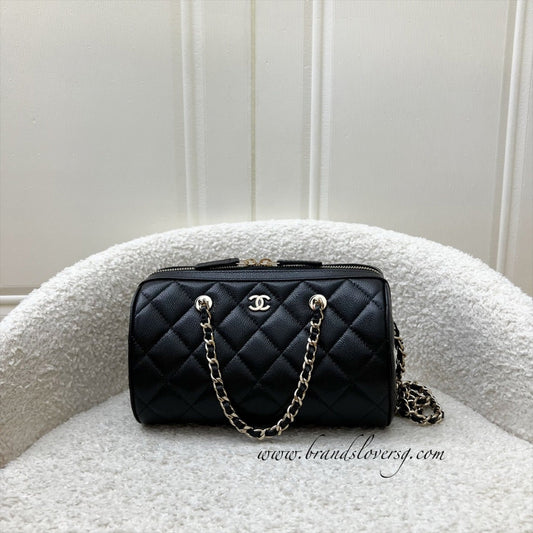 Chanel 25P Bowling Bag in Black Caviar and LGHW (Model: AP4474)