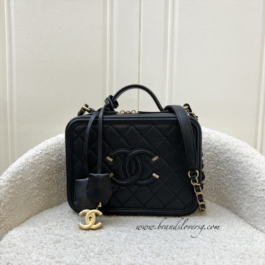 Chanel Medium Filigree Vanity Bag in Black Caviar, Black Trim and AGHW (Model: A93343)