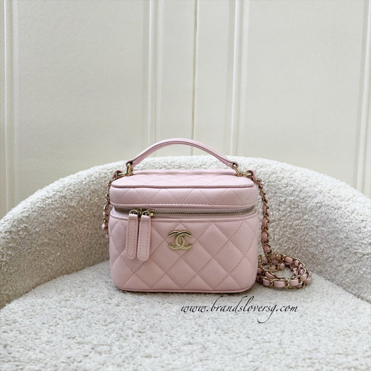 Chanel 22S Top Handle Vanity Case with Chain in Pink Caviar LGHW (Model: AS3171) Handbag