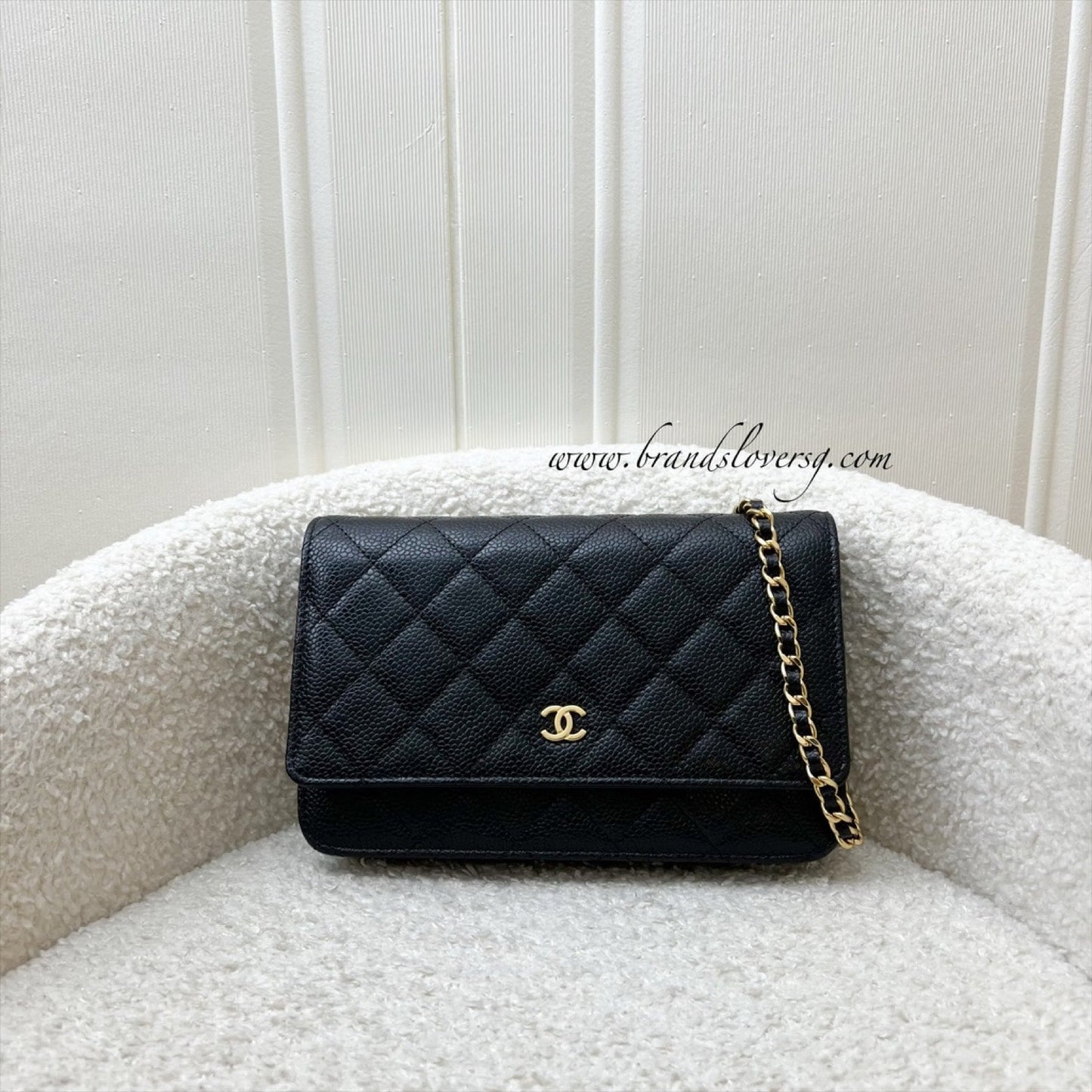 Chanel Classic Wallet on Chain WOC in Black Caviar and GHW Crossbody