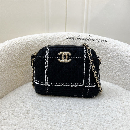 Chanel 24K VIP Gift Mini Bag in Black and White Tweed and LGHW