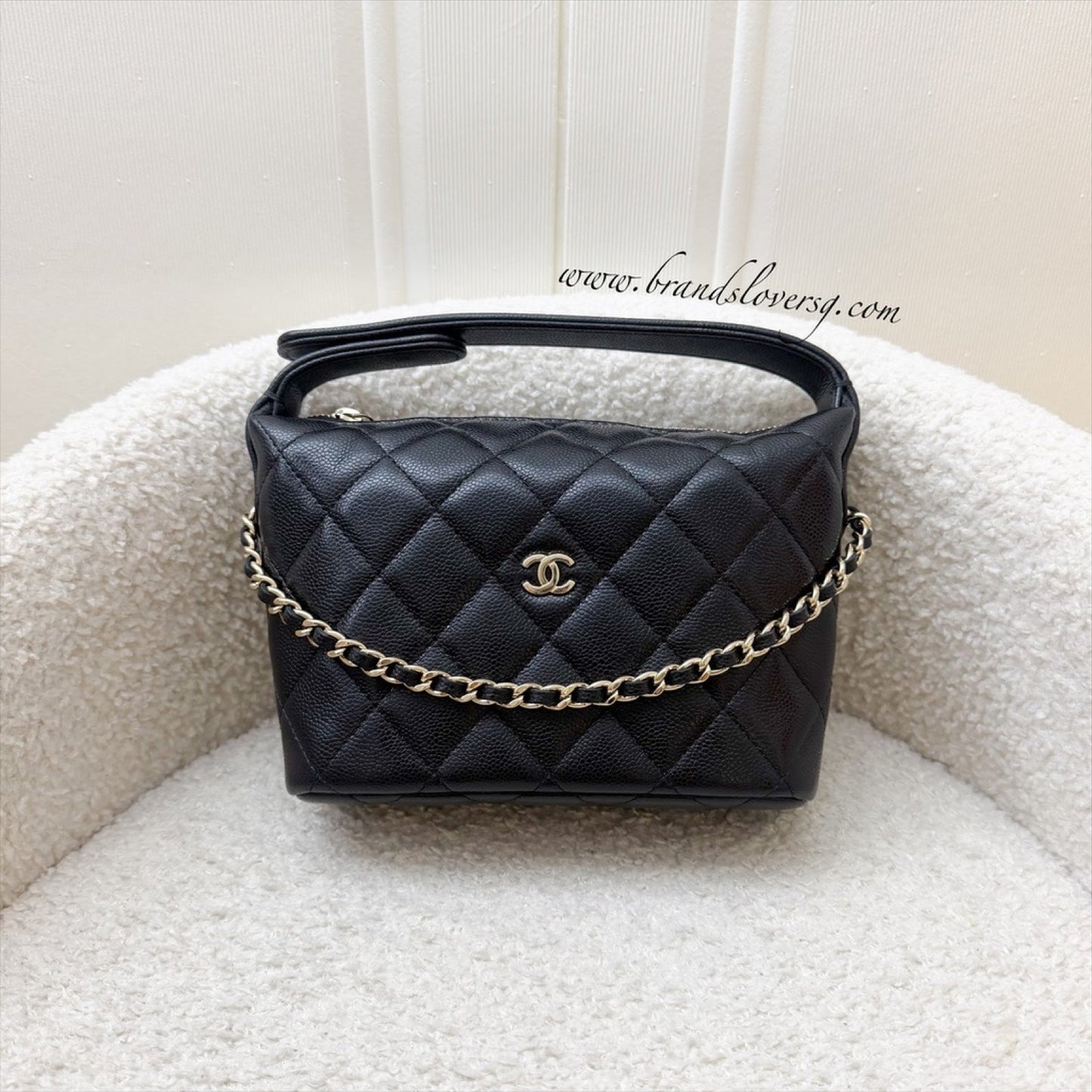 Chanel Classic Quilted Hobo Clutch on Chain in Black Caviar and LGHW (Model: AP4386) Shoulder Bag