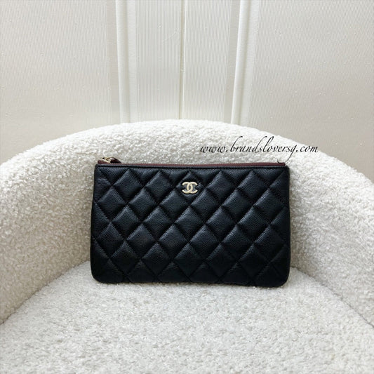 Chanel Classic Small O-Case Pouch in Black Caviar and LGHW (Model: AP4101) Clutch